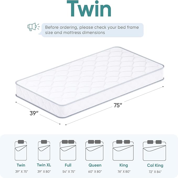 ETONEX 8 Inch Twin Hybrid Innerspring Mattress Gel Memory Foam and Spring Mattress in a Box Medium Firm CertiPUR-US Certified Foam (Twin, 8in)