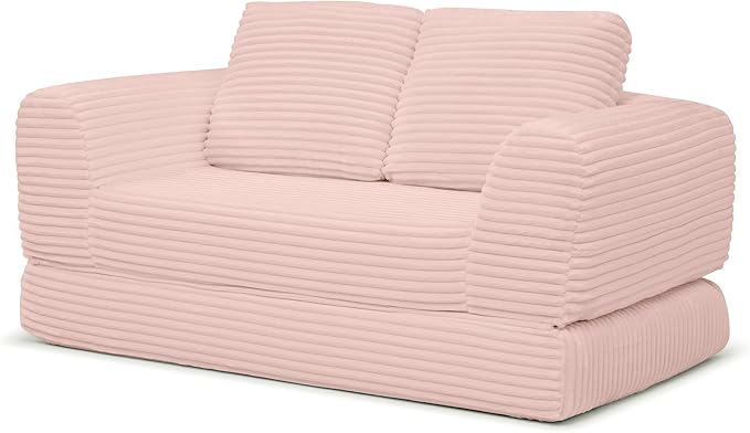 Foldable Boneless Love Seat Couches in a Box, Modern Floor Foam Sleeper Sofa Bed 2-in-1 Convertible Cloud Sofa for Home Apartments Bedroom