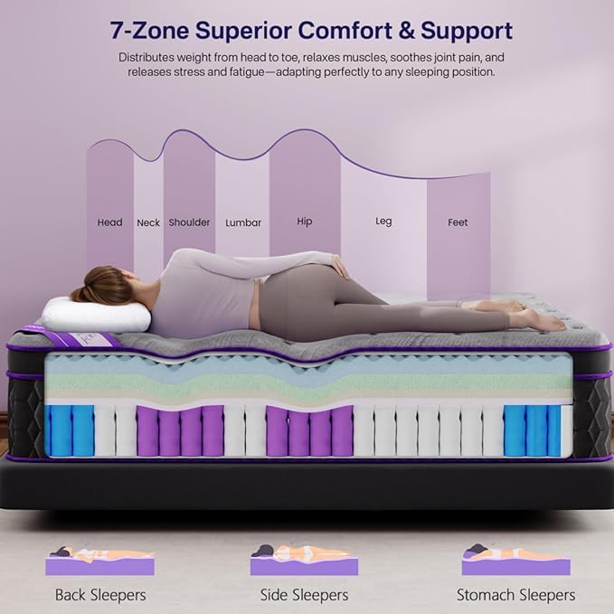 Queen Size Mattress, 18 Inch Deluxe Hybrid Queen Mattress in a Box, Cooling-Gel Memory Foam & Pocket Springs, Medium Firm, Pressure Relief, Extra Edge Support, 365-Night Trial (2026 Upgraded Support)