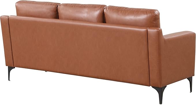 Serta Triton 78" Sofa, Transitional Modern, Dreamcoil Comfort, Metal Legs, Vegan Leather, Brown