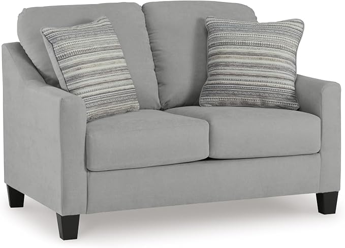 Signature Design by Ashley Adlai Casual Loveseat with 2 Toss Pillows, Light Gray