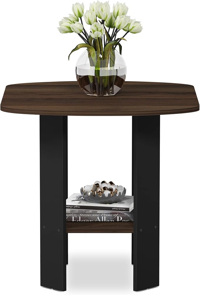 Furinno SIMPLE DESIGN Side Table, 2-Tier Modern End Table with Soft Edges, Open Shelves Night Stand, Bedside Table, for Living Room, Bedroom, Columbia Walnut - Image 4