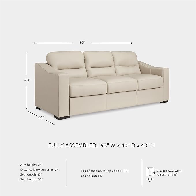 Signature Design by Ashley Treasure Trove Contemporary Leather Match Sofa, Beige