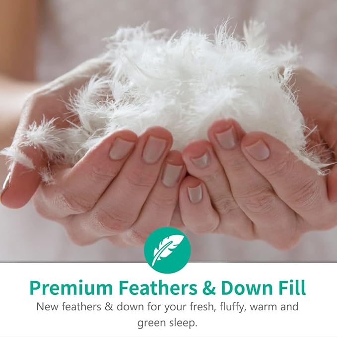 APSMILE Organic Feathers Down Comforter California King, All-Seasons Duvet Insert, 100% Cotton Medium Warm Quilted Bed Comforter Insert (104x96, Ivory White)