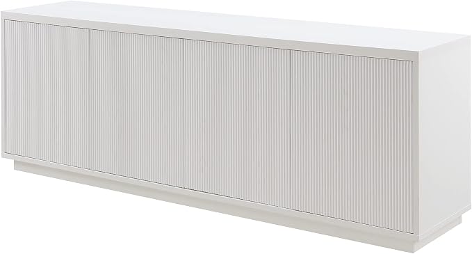 Henn&Hart Fluted TV Stand for TVs up to 75" with 2 Concealed Ribbed Storage Cabinets and Adjustable Shelves for Living Room, Family Room, or Office, Cloud White - Image 5