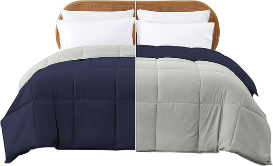 Modern Threads Down Alternative Reversible Comforter Navy/Silver Twin