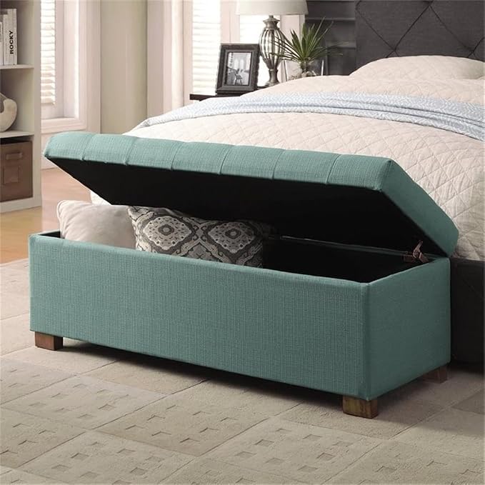 HomePop Large Storage Ottoman Bench with Lift Off Lid, Teal 46" x 18" x 18" - Image 5