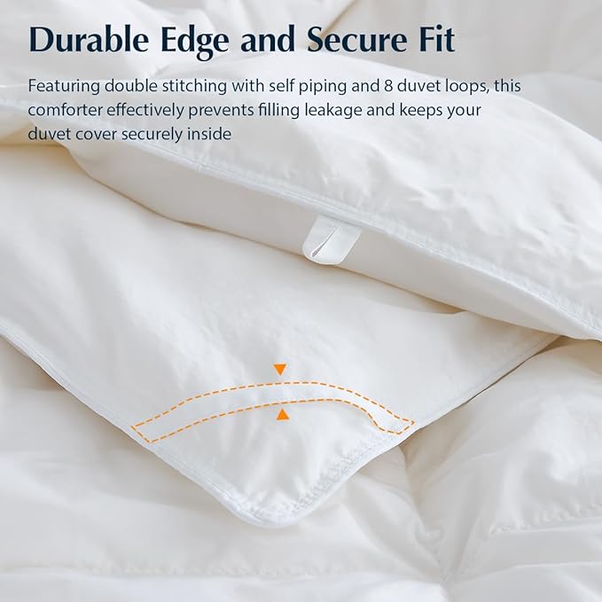 Pacific Coast Lightweight Goose Feather and Down Fiber Comforter Twin Size, Breathable Duvet Insert for Summer and Hot Sleepers, Natural Cooling Tencel Lyocell Shell, 8 Corner Tabs, White, 68x90