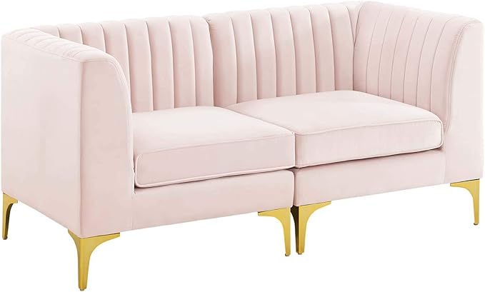 Modway EEI-4346-PNK Triumph Channel Tufted Performance Velvet Loveseat, Pink