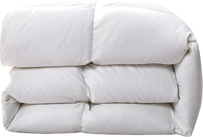 Serta Down Fiber Comforter Queen Size-All Season Duvet Insert, Luxury Fluffy Bed Comforter 100% Cotton 300 Thread Count Shell, Down Feather Fiber 500 Fill Power with Corner Taps, White 90x90inch
