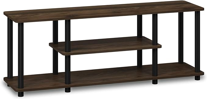 Furinno Turn-N-Tube No Tools 3D 3-Tier Entertainment TV Stand up to 50 inch TV, Round Tubes, Columbia Walnut/Black - Image 3