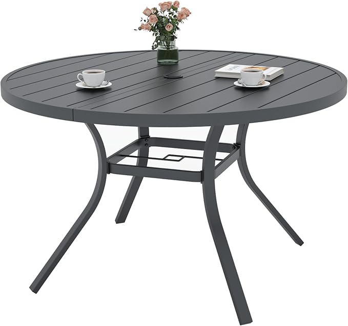 Anmutig 5-Piece Outdoor Dining Set, Patio Furniture Set with 4 Textilene Swivel Chairs and 48" Round Outdoor Table for Garden, Backyard, Deck - Navy Blue Style1 - Image 2