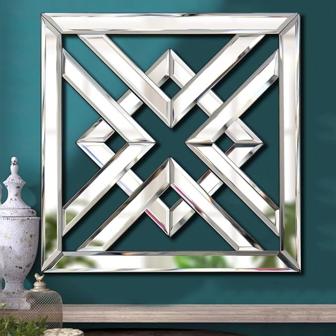 QMDECOR Silver Mirrored Wall Decor 16x16" Modern Fashion DIY Wall-Mounted Mirror X Design Gorgeous Glam Accent Vintage Chic for Room and Home - Image 8