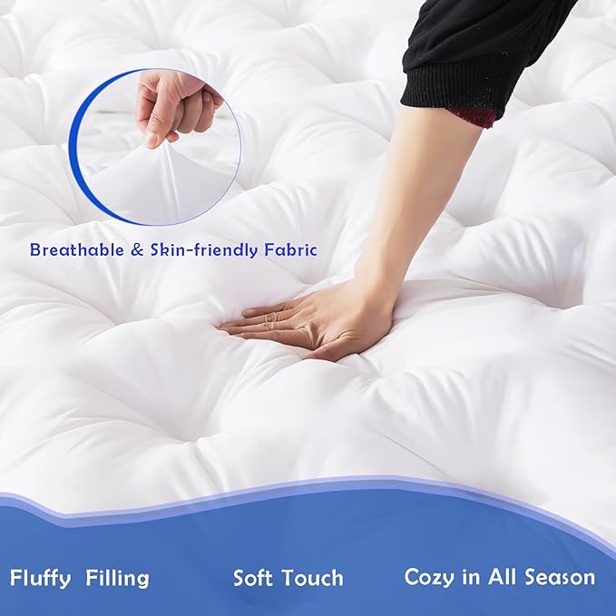 WhatsBedding 5 Inch Memory Foam Mattress Topper for Back Pain, Filled with Flfuffy Soft Breathable Stuffing, Thick Supportive Pillow Top Full Size Mattress Topper