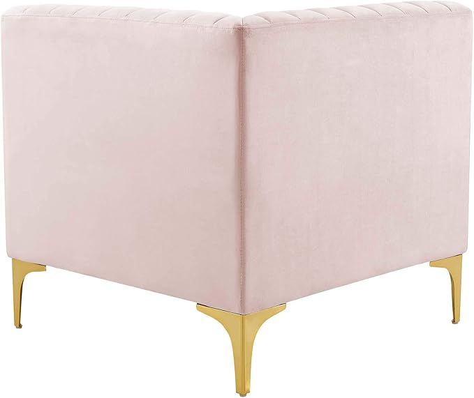 Modway EEI-3983-PNK Triumph Channel Tufted Performance Velvet Sectional Sofa Corner Chair, Pink