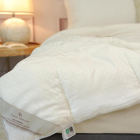 CUDDLE DREAMS Wool Comforter Duvet Insert, 100% Australian Wool Filling with Soft Noiseless Cotton Shell, Natural Warmth (Midweight for All Season, King)