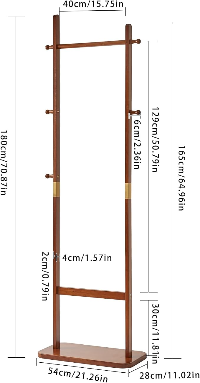Aibiju Coat Rack Tree Stand with Very Sturdy Base, Freestanding Small Clothes Rack Heavy Duty, Garment Hanging Racks for Kids and Adults, Space Saving Brown USYD-203 - Image 6
