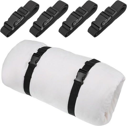 4 PCS Mattress Topper Straps, Black Portable 59" X 1.37" Mattress Packing Strap Adjustable Memory Foam Mattresses Moving Strap with Buckle for Home Mattresses Transport Storage