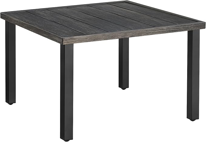 ONBRILL Outdoor Coffee Table, 28 Inch Square Patio Coffee Table, Metal Coffee Table for Porch, Backyard, Poolside, Balcony - Brown - Image 9