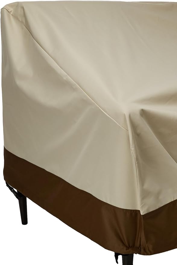 Amazon Basics 2-Seater Deep Lounge Sofa, Outdoor Couch and Patio Furniture Cover, Waterproof, Anti-UV, Water Resistant, Durable, Beige/Tan - Image 2