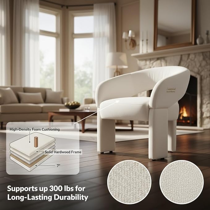 LukeAlon Modern Velvet Accent Chair Barrel Back Armchair, Upholstered Lounge Chair for Living Room, Bedroom, Office, Waiting Rooms, Beige