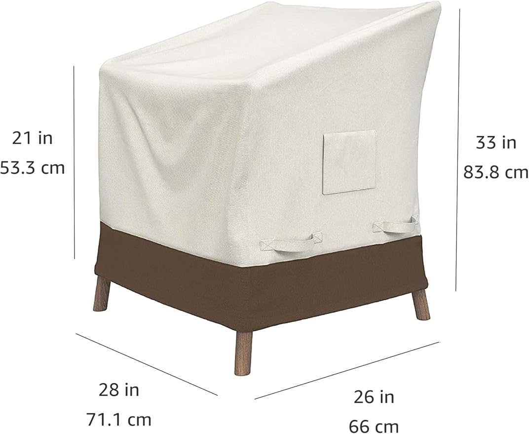 Amazon Basics Outdoor Patio Chair Covers, Waterproof, Anti-UV, Weather Resistant, Durable, Set of 2, Beige/Tan - Image 6