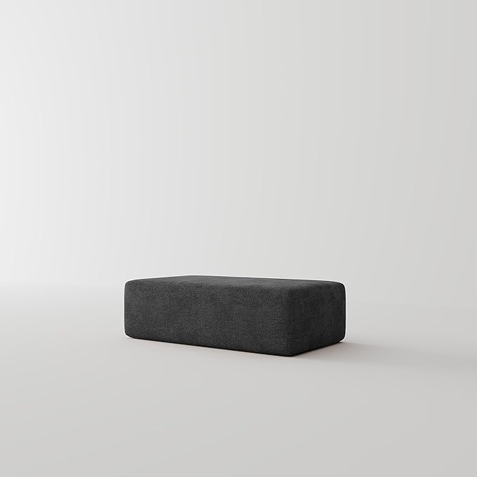 Acanva Oversized Modular Sectional Sofa with Removable Washable Slipcovers, Modern Low Profile Deep Seat Couch for Living Room, Chenille-Black, Armrest/Ottoman