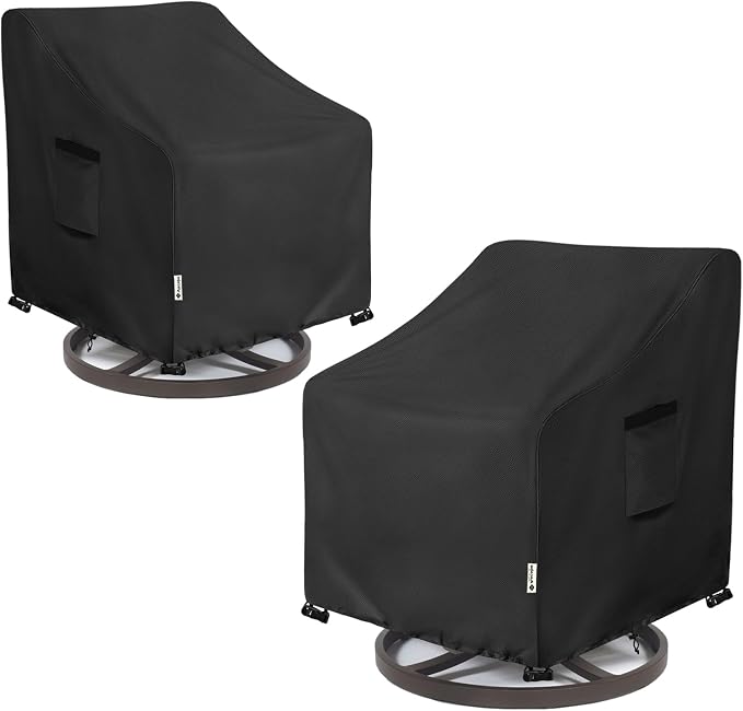 Patio Chair Covers Waterproof Patio Furniture Covers,33W x 37D x 38 H Inches Outdoor Swivel Chair Cover 2 Pack -Black by Aacabo