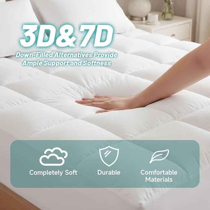 Premium Quilted 1000GSM Luxury Extra Thick Mattress Topper, King Size Cooling Mattress Pad, Overfilled Plush, Cloud-Like Comfort, Breathable, 8-21" Deep Pocket (Gray, Twin XL)