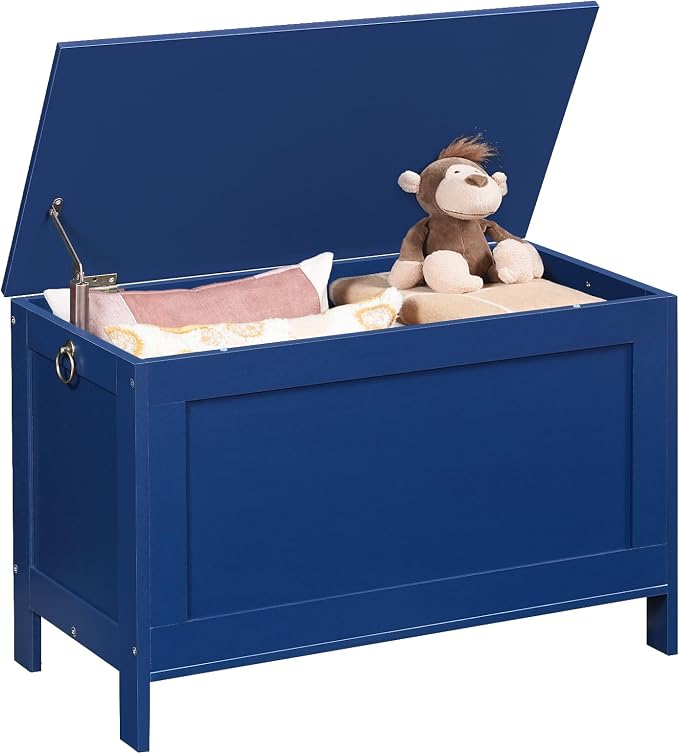 HOOBRO Toy Box, Retro Wooden Look Storage Chest with Safety Hinge, Entryway Storage Bench Supports 220 lb, 29.9 x 15.7 x 18.9 Inches Toy Chest Organizer, Easy Assembly (Blue) BU75CW01G1 - Image 6
