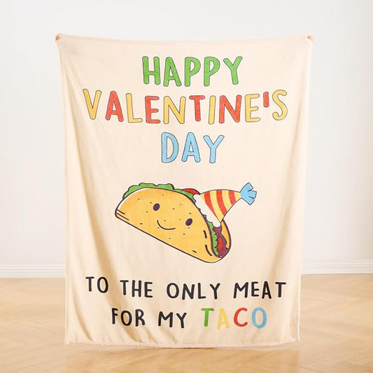 Funny Valentine?€?s Day Gift for Him or Her ?€? Cute Taco Fleece Throw Blanket, Soft & Cozy Romantic Throw for Couples