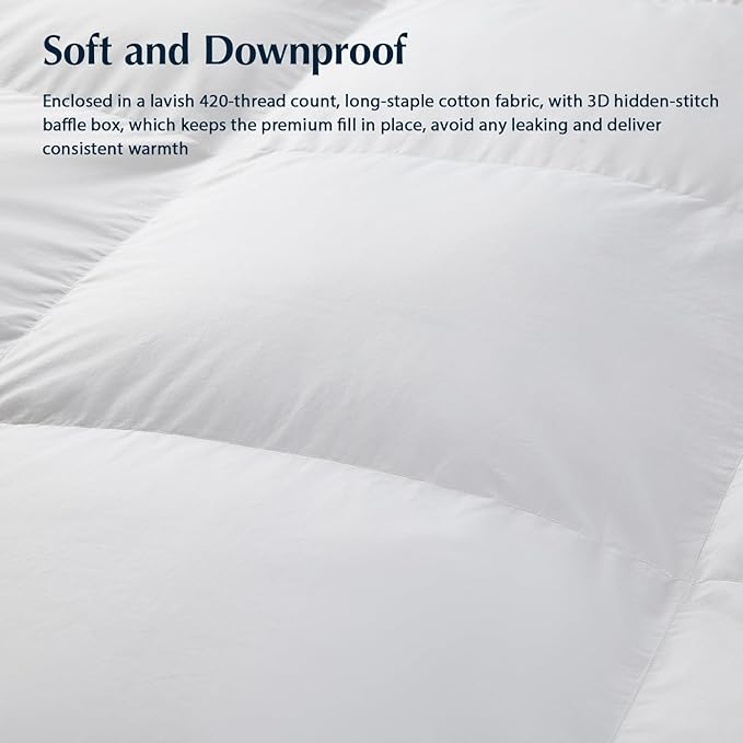 Pacific Coast Down Comforters King Size, 100% Cotton Duvet Insert, Extra Fluffy White Comforter, Ultra-Soft, Breathable, All Season Hotel Luxury Bedding Comforters, 8 Corner & Center Loops (106"x90")