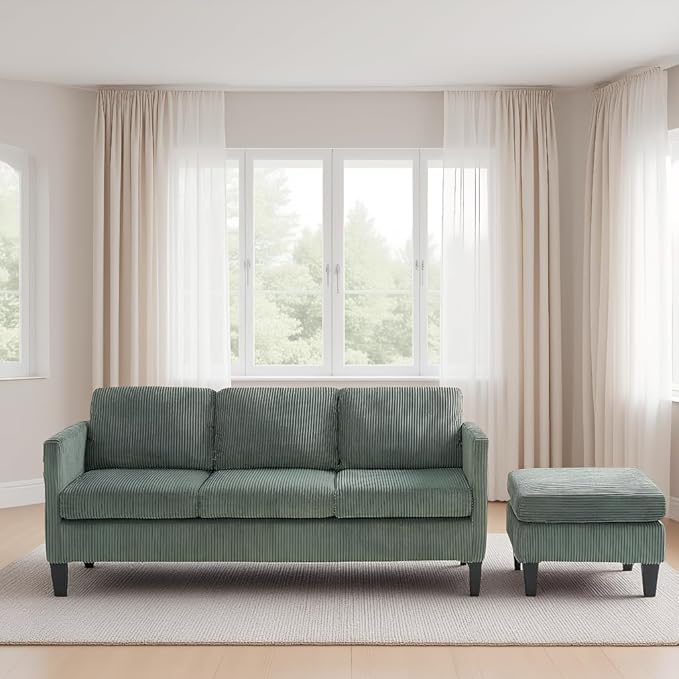 L Shaped Couch, Sectional Couches for Living Room, Convertible Sleeper Sofa Bed with Reversible Chaise, Lounge Sectional Couch for Apartment and Small Spaces, Olive Green