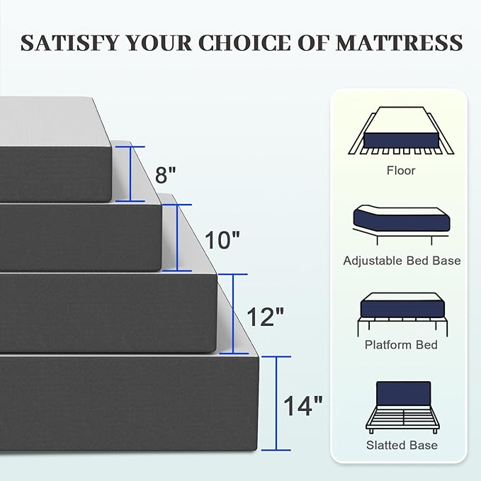 Lukace 14 Inch Queen Size Mattress No Fiberglass Gel Memory Foam Mattress for Cool Night, Certified Safe, Relieve Pressure with Medium Firm Support, Back Pain Relief, 80" L x 60" W