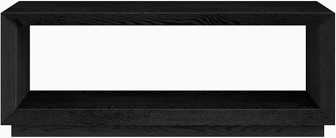 Henn&Hart 48" Rectangular Coffee Table with Open Storage Shelf for Living Room, Family Room, or Office, Natural Black