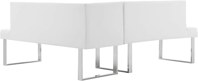 Armen Living Amanda Sectional in White and Chrome Finish 79.5"x58"x22"