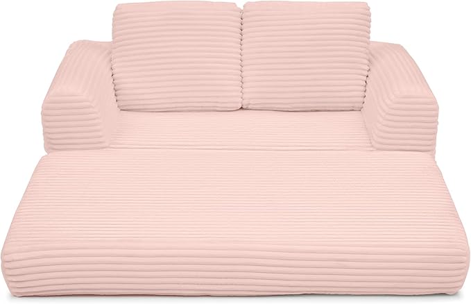 Foldable Boneless Love Seat Couches in a Box, Modern Floor Foam Sleeper Sofa Bed 2-in-1 Convertible Cloud Sofa for Home Apartments Bedroom