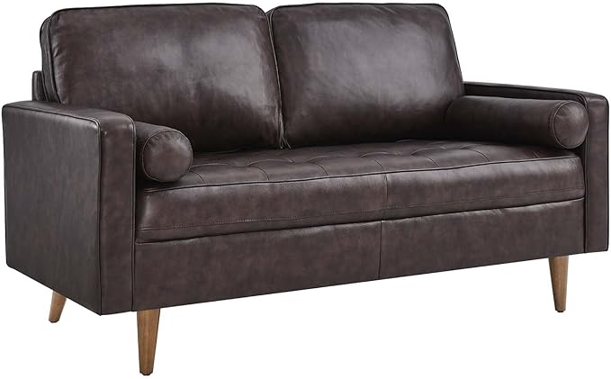 Modway EEI-5870-BRN Valour Leather Loveseat, Brown