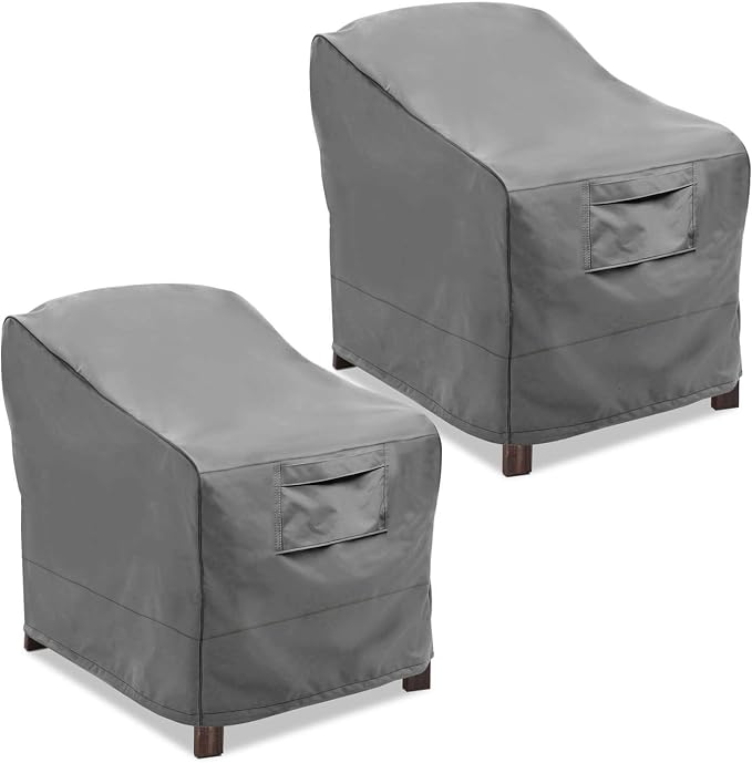 Vailge Patio Chair Covers, Lounge Deep Seat Cover, Heavy Duty and Waterproof Outdoor Lawn Patio Furniture Covers (2 Pack - Small, Grey) by VAILGE