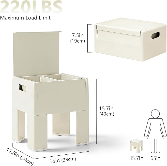 Nightstand Bedside Table with Storage Space, Multifunctional Colorful Plastic End Table Small Side Table for Bedroom, Dorm and Small Spaces, Easy Assembly(11.8" D x 15" W x 15.7" H, White) - Image 3