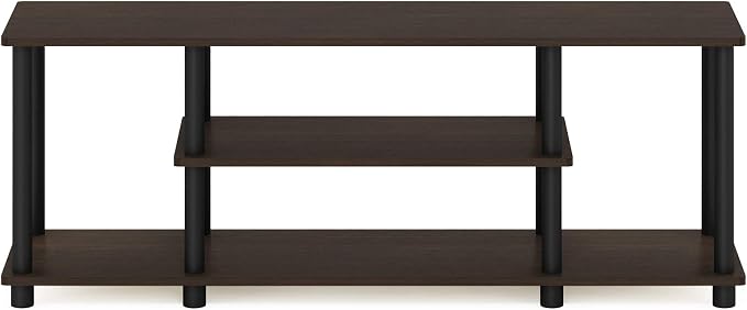 Furinno Turn-N-Tube No Tools 3D 3-Tier Entertainment TV Stand up to 50 inch TV, Round Tubes, Dark Brown / Black - Image 5