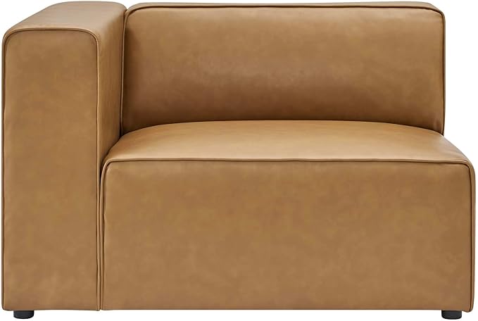 Modway Mingle Vegan Leather Sectional Sofa Left-Arm Chair in Tan