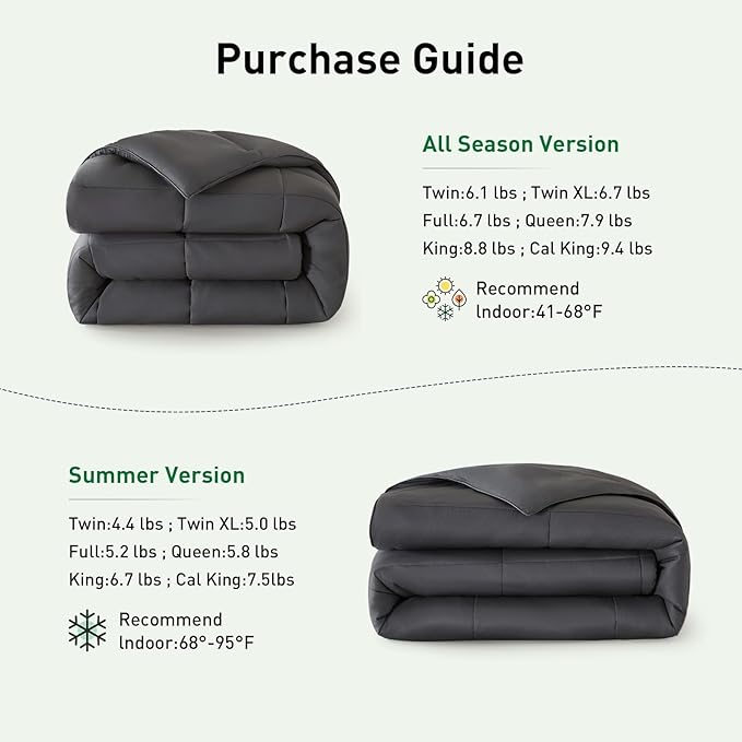100% Viscose from Bamboo Cooling Comforter Queen Size for Hot Sleepers, Breathable Summer Duvet Insert, Hypoallergenic Cloud Soft Silky Marshmallow Puff Feel, All Season (88x88 Inches, Grey)