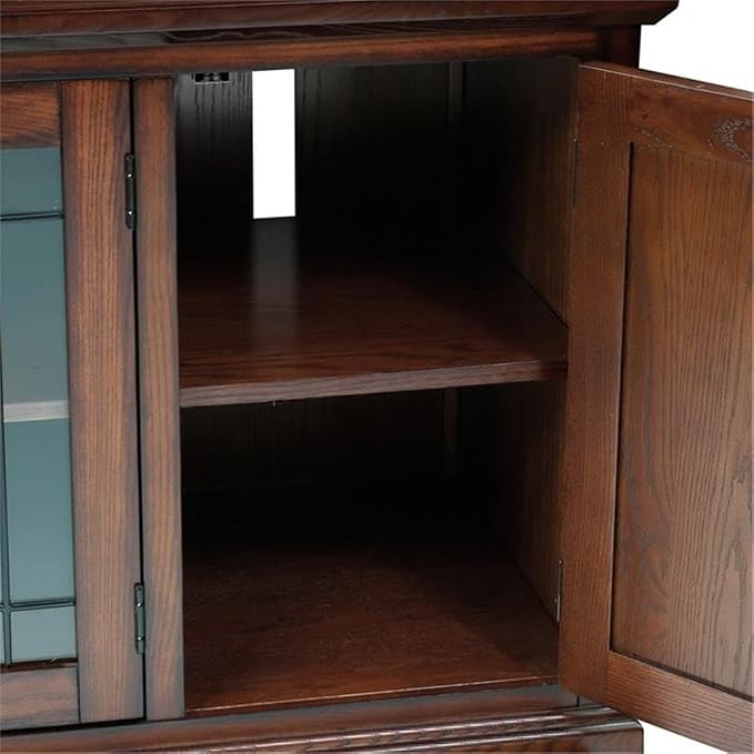 Leick Home 80360 Leaded Glass TV Stand For 65" TV's, Burnished Oak - Image 5