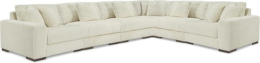 Signature Design by Ashley Lindyn Casual Anti Sag L-Shaped 6-Piece Sectional with Reversible Cushions and 9 Accent Pillows, White