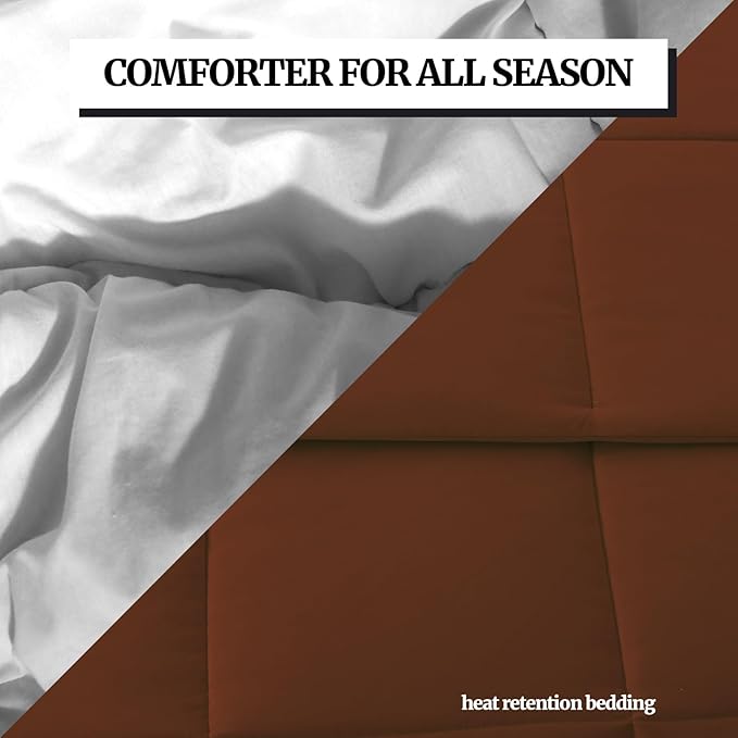 Down Alternative Bedding Comforter King Size - All-Season Soft Reversible Microfiber Bedding Comforter - Lightweight & Machine Washable (Chocolate, King (U.S. Standard))