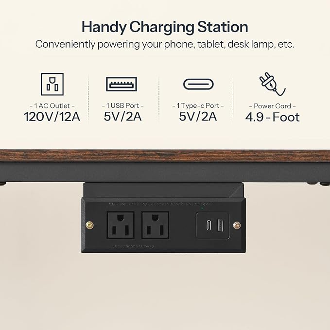 HOOBRO TV Stand with Charging Station to 55 Inches, LED Entertainment Center, Media TV Console Table with Open Storage Shelving for Living Room, Bedroom, Rustic Brown and Black BF122UDDS01 - Image 5