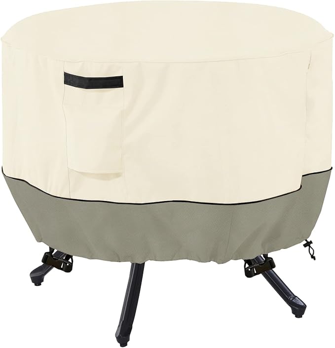 Round Patio Table Cover,600D Heavy Duty Outdoor Furniture Covers Waterproof,Round Patio Table for Patio Furniture Covers,48" Dia x 28" H,Beige&Grayish Green by LSongSKY