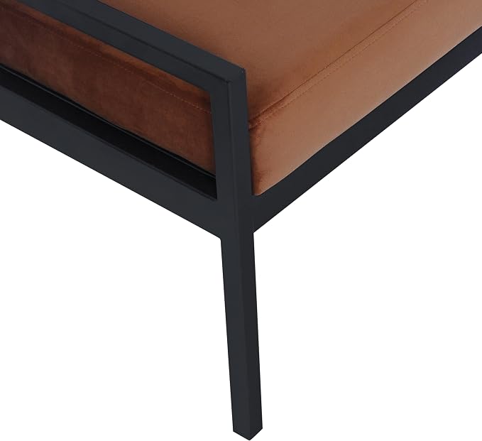 HomePop Modern Velvet Metal Bench| Modern Bench with Metal Leg | Bench for Living Room & Bedroom | Decorative Home Furniture - Cognac Velvet - Image 9