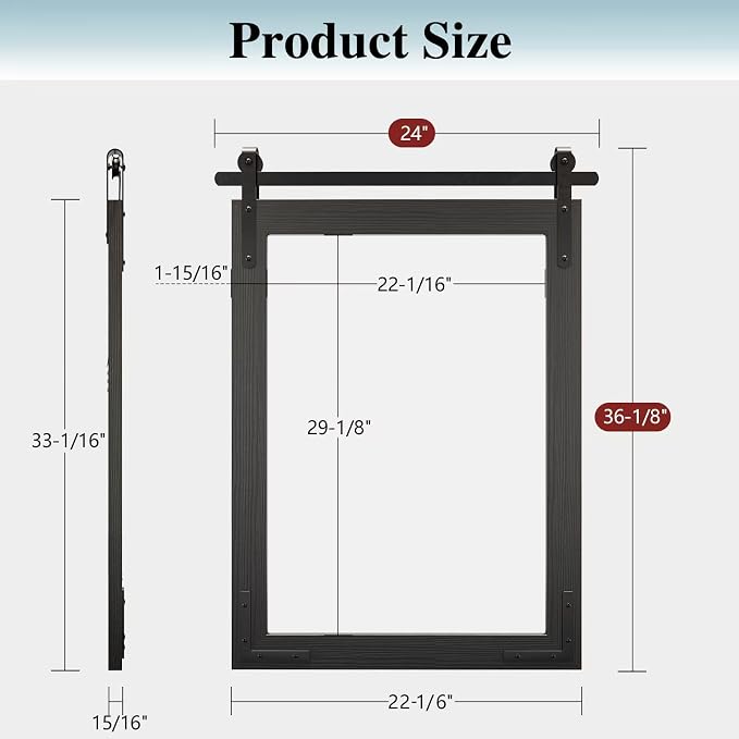 Farmhouse Bathroom Mirror, 24x36 Inch Black Vanity Mirror for Wall, Wood Framed Rustic Mirror Rectangular Wall Decor Mirrors for Entryway Living Room Bedroom - Image 6